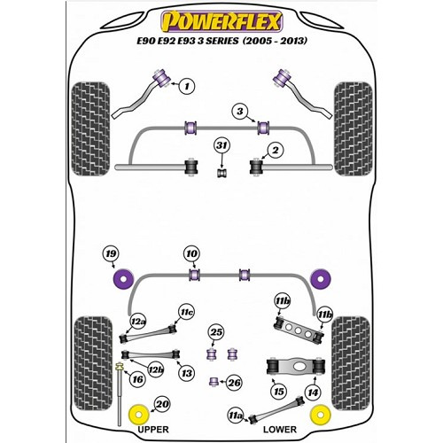 Silenciadores de barras de oscilação frontal POWERFLEX para BMW série 1 E81-E82-E87-E88 (26,5mm) - BJ41044