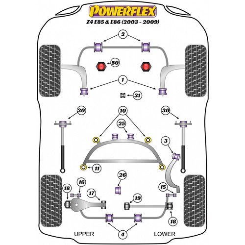 2 silenciadores POWERFLEX de braço de suspensão traseira para Z4 (E85-E86) - conjunto de 2 - BJ41779