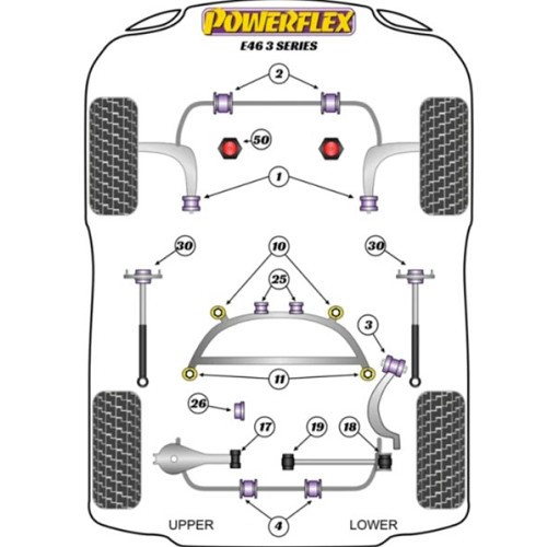  POWERFLEX horizontale achterdemper voor BMW E46 achteras - BJ42038-2 