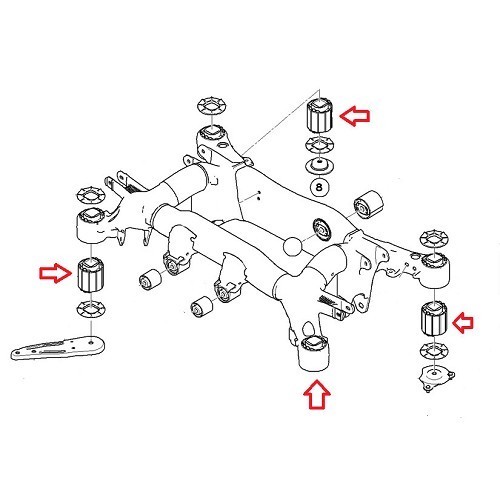 Silentbloc sur support d'essieu arrière pour BMW E60/E61 - BJ42123