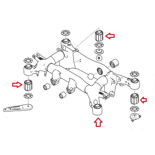 Silentbloc op achterassteun voor Bmw 6-serie E63 Coupé en E64 Cabriolet (05/2002-07/2010) - BJ42251