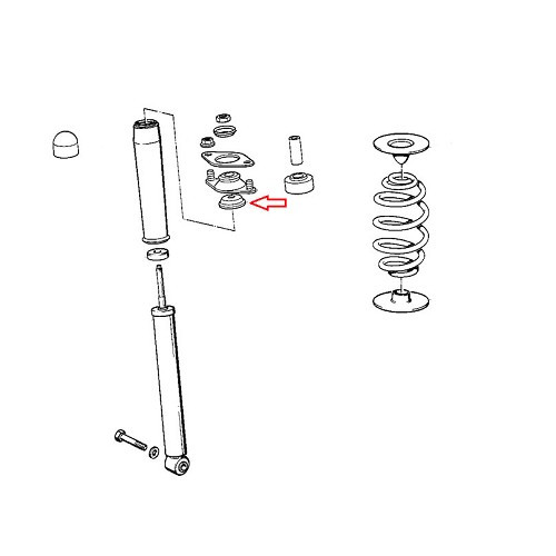 Palier supérieur de suspension arrière droit ou gauche renforcé MEYLE pour BMW Série 3 E30 Berline Coupé Touring et Cabriolet (12/1981-02/1994) - châssis standard ou M-Technic - BJ50017