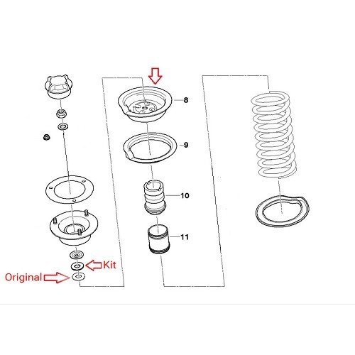 Verlagingscups -10/15mm voor BMW E36 en Z3 - per paar - BJ54000