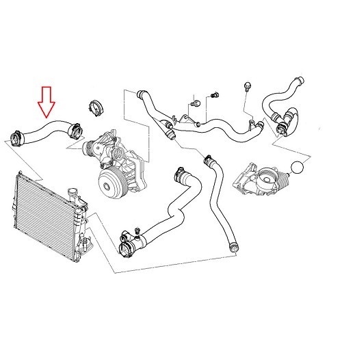 Waterslang tussen radiator en thermostaathuis voor BMW E46 - BJ80080