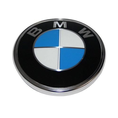 Desenho curvo do emblema do tronco traseiro com 90mm de diâmetro do logótipo BMW série 02 E10 fase 2 e 3 série E21 - peça original BMW