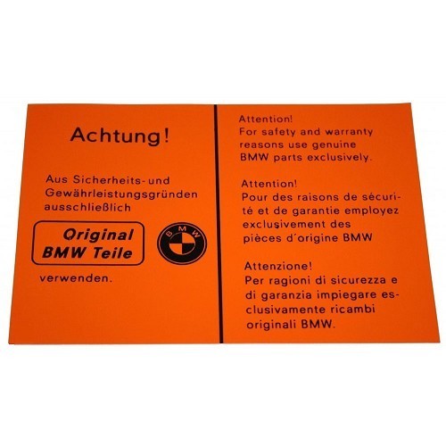  Orange "Original BMW Parts" sticker - BK20032 