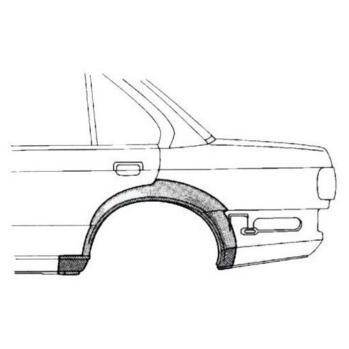 Linkerspatbord achteraan voor BMW 3 Reeks E30 Berline en Touring 4-deurs Fase 2 (09/1987-) - bestuurderszijde - BT10135