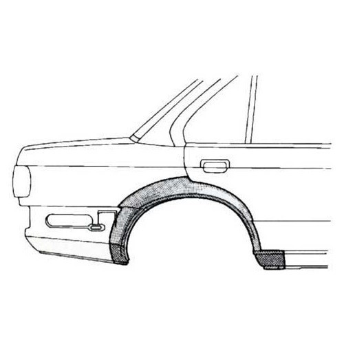 Arco posterior direito do pára-lamas para BMW Série 3 E30 Sedan e Touring 4 portas Fase 2 (09/1987-) - lado do passageiro - BT10136