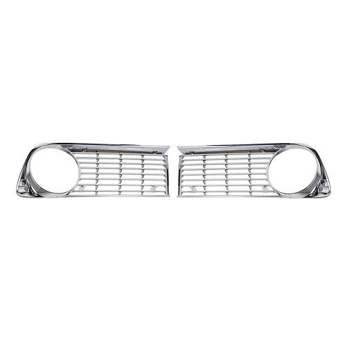  Grilles de calandre pourtour de phare droit et gauche chromées pour BMW Série 02 E10 phase 2 (09/1973-07/1977) - BT20009 