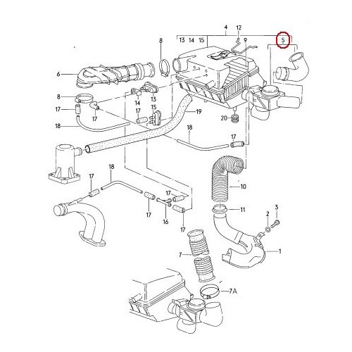  Air regulation tubing with air filter inlet valve for VW Transporter T25 1.6 CT - C019711 