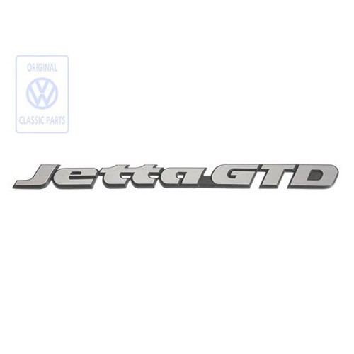  Emblema JETTA GTD cromado acetinado sobre fundo preto para o painel traseiro do VW JETTA 2 GTD fase 2 (08/1987-07/1992)  - C037789 