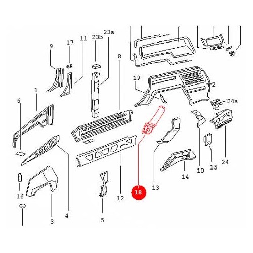 Pilar interior traseiro esquerdo para VW 181 - C042409