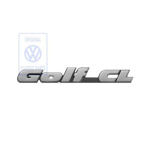 GOLF CL zelfklevend chroomembleem op zwarte achtergrond voor achterpaneel of achterklep van VW Golf 3 Hatchback en Variant CL (11/1991-08/1998)  - C053836 