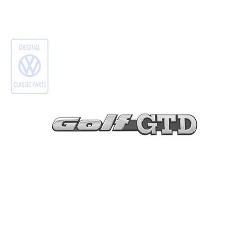     
                
                
    GOLF GTD zelfklevend chroom embleem op zwarte achtergrond voor achterpaneel van VW Golf 3 TD GTD (11/1991-08/1997)  - C053839
