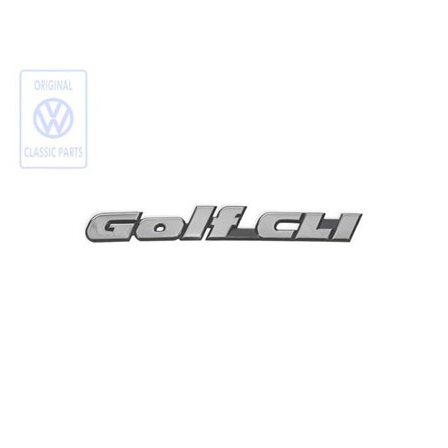  Stemma adesivo GOLF CLI cromato su sfondo nero per pannello posteriore o portellone posteriore della VW Golf 3 Sedan e Variant CLI (11/1991-08/1998) - Versione Giappone - C053842 