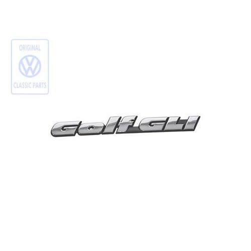  Emblema adhesivo GOLF GLI cromado sobre fondo negro para panel trasero o portón trasero de VW Golf 3 Sedan y GLI Variant (11/1991-08/1998) - C053845 