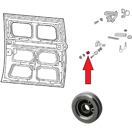  Rolo na dobradiça original da porta de correr para Combi 68 -&gt;79 - C058390 