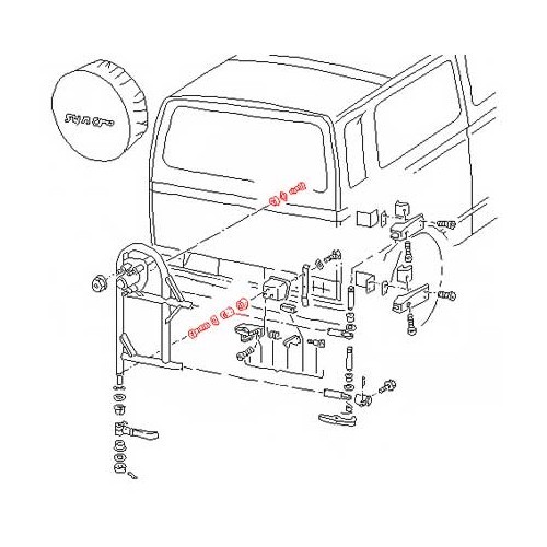  Attaches de porte roue de secours pour Transporter Syncro 85->92 - C063424 