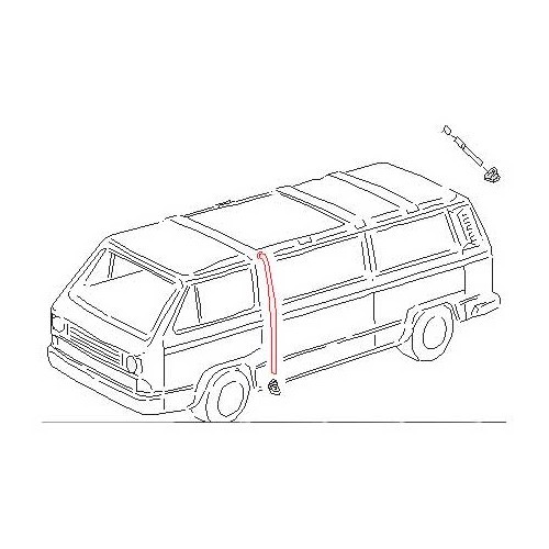 Tuyau de goulotte avant sur toit ouvrant pour Combi & Transporter 68 ->92 - C064858