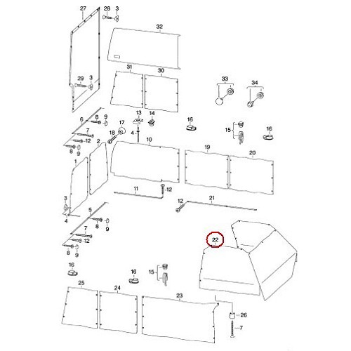 Cortina de cabina delantera beis para VW Transporter T4 - C105295