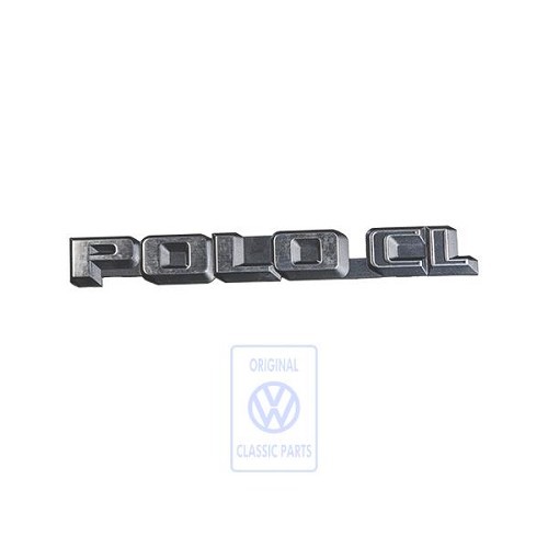  POLO CL verchroomd achterembleem op zwarte achtergrond voor VW Polo 2 86C Derby notchback tweedeurs hatchback (10/1981-09/1990)  - C120856 