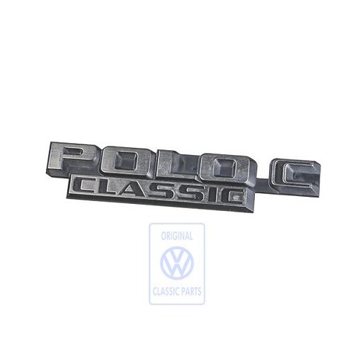  Insignia trasera POLO C CLASSIC, cromada sobre fondo negro para VW Polo 2 86C Classic (10/1981-09/1990)  - C120859 