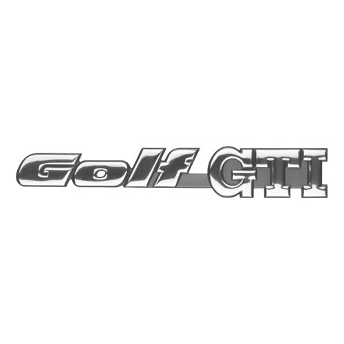     
                
                
    GOLF GTI zelfklevend chroom embleem op zwarte achtergrond voor achterpaneel van VW Golf 3 GTI 8S (09/1991-06/1995)  - C133105
