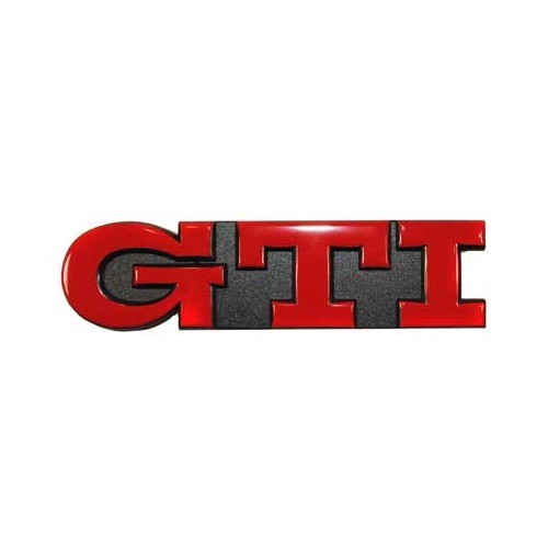 Rotes GTI-Klebeemblem auf schwarzem Hintergrund der Rückseite für VW Golf 3 GTI 16S und 16V (07/1995-08/1997) 