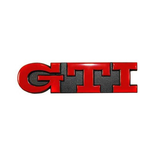 Emblème adhésif GTI rouge sur fond noir de face arrière pour VW Golf 3 GTI 16S et 16V (07/1995-08/1997) 