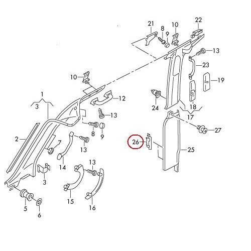  Agrafe de revêtement intérieur pour VW Transporter T4 de 1991 à 2003 - C173413 