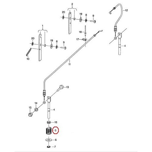  Pressure spring on rock and roll bed lever for VW Transporter T4 - C174877 