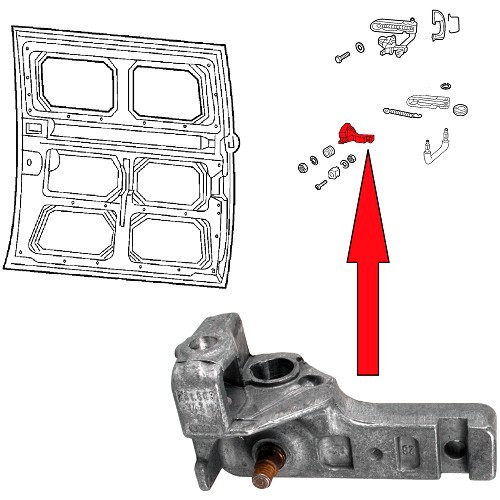  Support de galet sur charnière de porte latérale pour Combi 76 ->79 - C175810 