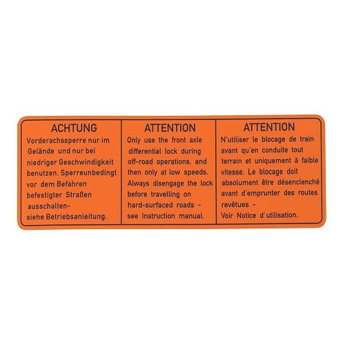  Sticker differentieelslot voor Transporter Syncro 79 tot 84 - C209548 