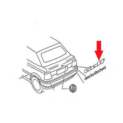 Emblème adhésif GOLF chromé de face arrière pour VW Golf 3 (08/1991-08/1998) - sans niveau de finition - C211636