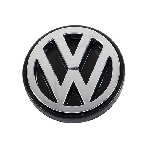  Logotipo VW cromado de 77 mm sobre fondo negro en el centro del panel trasero para VW Golf 2 y Jetta 2 reestilizado (08/1987-) - C215488 