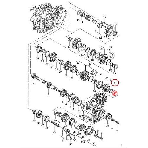  Caixa de velocidades mecânica com casquilho para VW Transporter T4 de 1991 a 2003 - C230770 