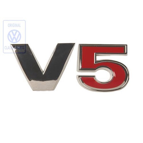  Chroom en rood V5 zelfklevend embleem voor kofferbak of achterklep voor VW Golf 4 en Bora Sedan of Variant V5 (05/1999-06/2006) - AQN-motor - C233965 