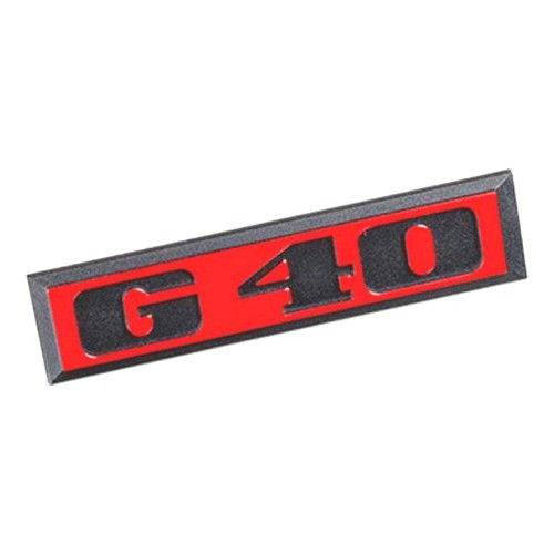 Sigle G40 noir sur fond rouge de calandre 7 barrettes pour VW Polo 2 86C GT G40 (09/1985-09/1989)  - C243112