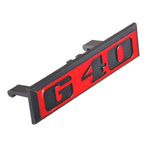  Sigle G40 noir sur fond rouge de calandre 7 barrettes pour VW Polo 2 86C GT G40 (09/1985-09/1989)  - C243112 