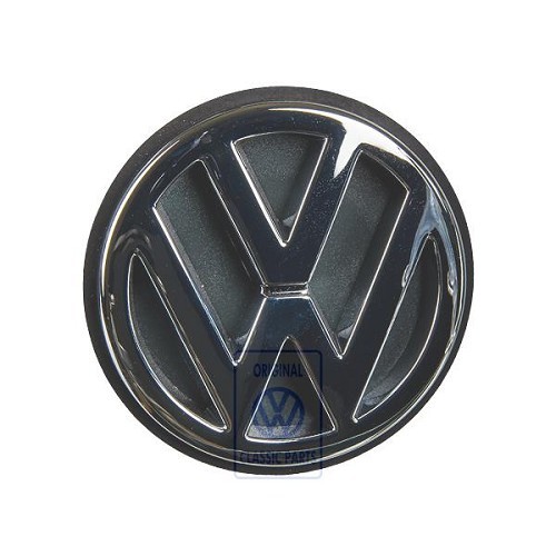  Logótipo adesivo VW cromado sobre fundo preto no porta-bagagens traseiro para VW Vento tipo 1H2 (01/1992-07/1998)  - C243463 