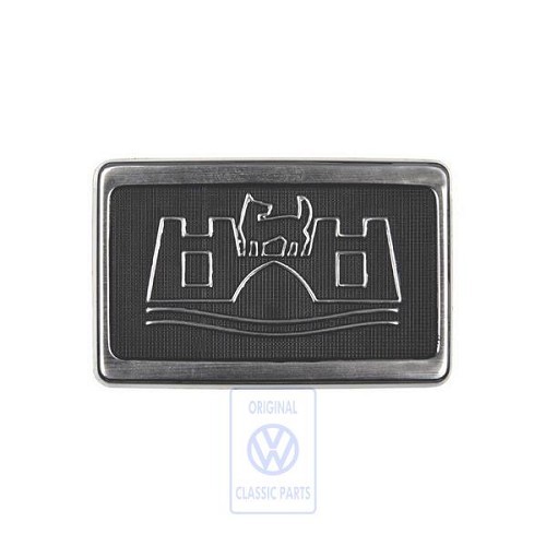 Sigle WOLFSBURG argent sur fond noir d'aile avant pour VW Golf 2 et Jetta 2 (08/1983-07/1992)  - C246802