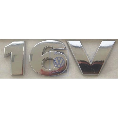  Emblema adesivo cromado para porta-bagagens 16V Volkswagen Classic Parts para VW Polo 6N2 (08/1999-09/2001) - C247345 