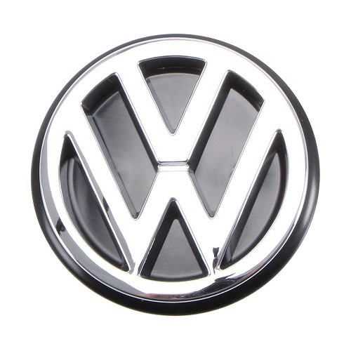  Logotipo VW cromado sobre fondo negro en el centro del panel trasero o del maletero para VW Corrado Passat B3 y Polo 2F (02/1988-07/1995)  - C253450 