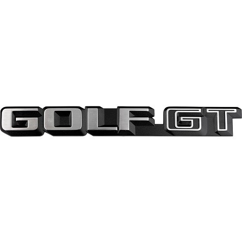  Emblem GOLF GT silber auf schwarzem Hintergrund für die Rückseite des VW Golf 2 GT-Finish (08/1986-07/1987)  - C259405 