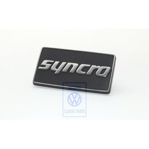 Sigle SYNCRO argent sur fond noir d'aile avant pour VW Golf 2 Syncro (08/1985-10/1991)