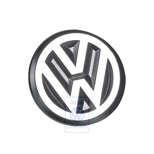  VW-Hecklogo 50mm weiß auf schwarzem Hintergrund für Golf 2 Jetta 2 und Polo 2 86C - C263251 