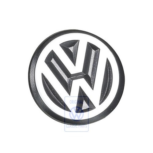 VW rear logo 50mm white on black background for Golf 2 Jetta 2 and Polo 2 86C