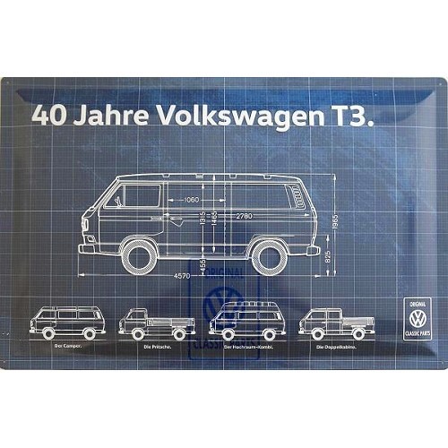 Placa decorativa 40 aós del VOLKSWAGEN T3 "40 Jahre Volkswagen T3" - C265255