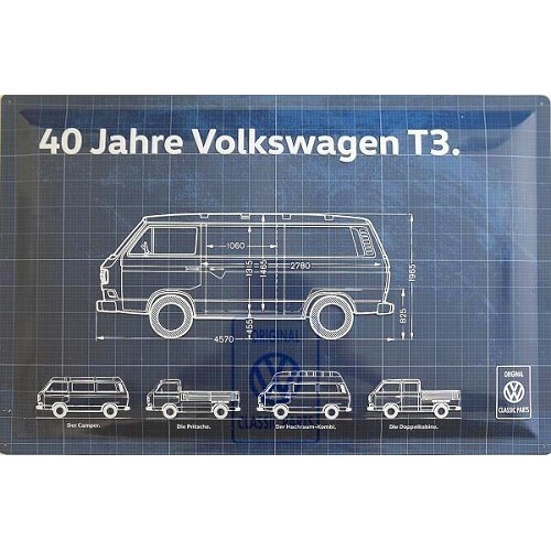 Plaque décoration 40 ans du VOLKSWAGEN T3 "40 Jahre Volkswagen T3" - C265255