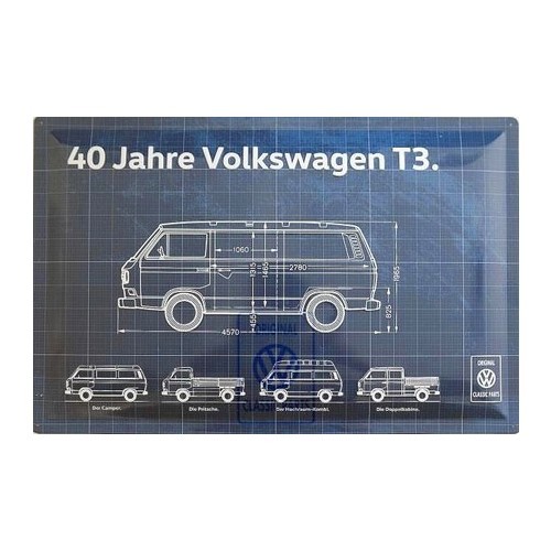     
                
                
    Piastra di decorazione 40 anni di VOLKSWAGEN T3 "40 Jahre Volkswagen T3" - C265255
